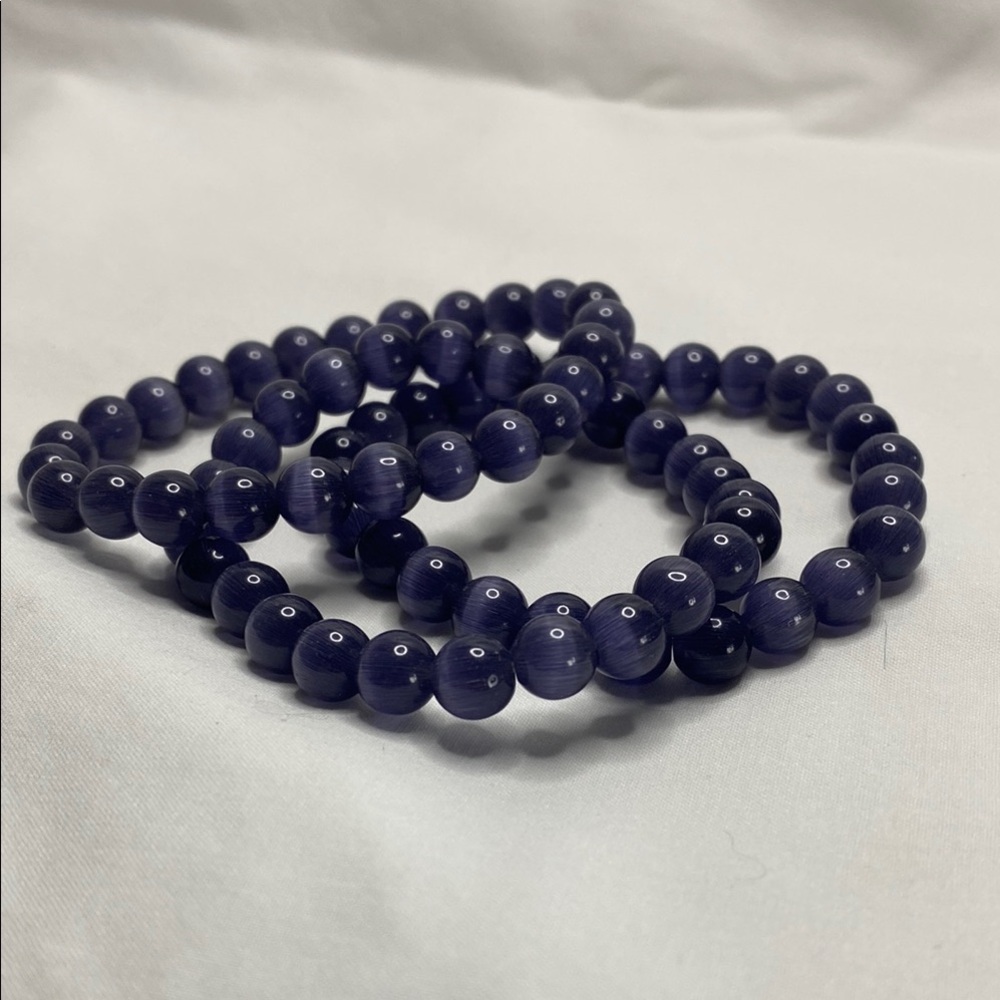 Elegant Purple Cateye Beaded Bracelet